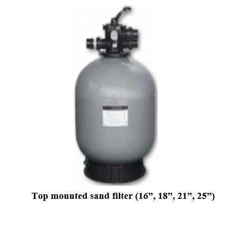 Top mounted sand filter (16”, 18”, 21”, 25”)