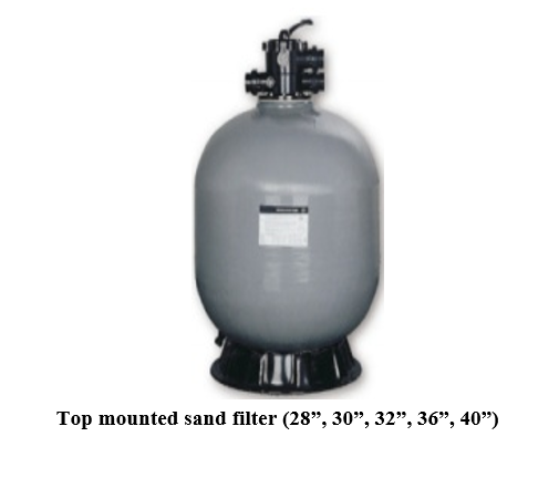 Top mounted sand filter (28”, 30”, 32”, 36”, 40”)